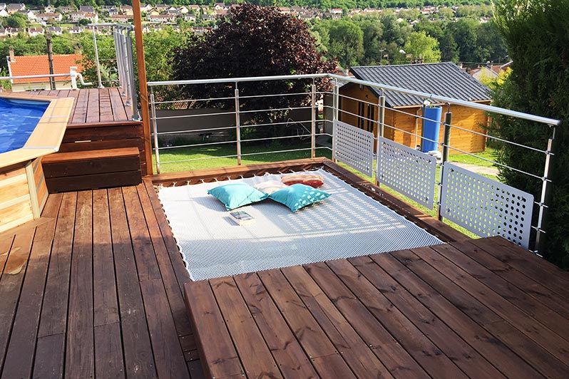 Filet de catamaran extérieur pour terrasse en bois